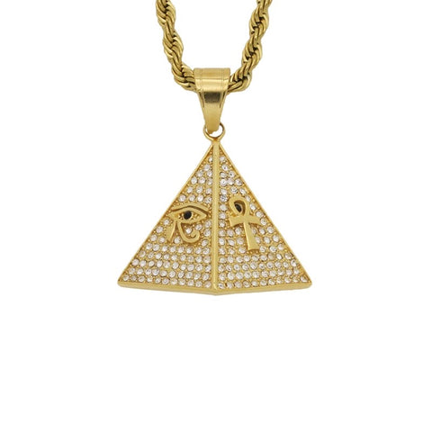 Pyramid Necklace W/ Eye of Horus and Ankh